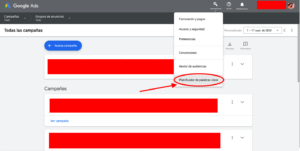 Google Ads paso 2 Click en planificador de palabras clave