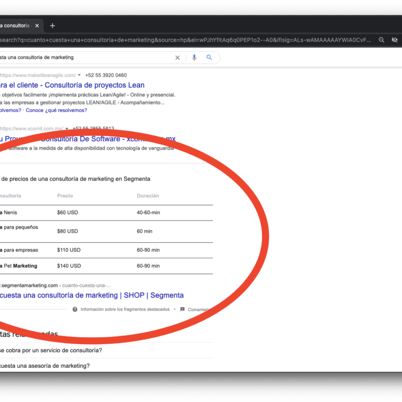 Primera página de Google: SEO para lograr el fragmento destacado