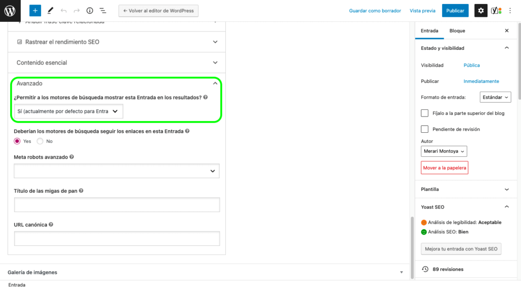 como añadir la etiqueta no index en yoast SEO